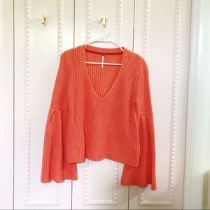 Free People Damsel sweater in coral